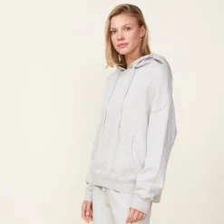 MONROW Fleece Slouchy Pullover Hoody HEATHERGREY Sale